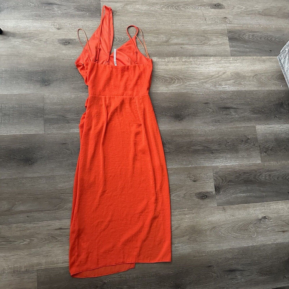 NWT ASOS Design Orange Strappy V Neck Leg Slit Ankle Dress size 4 - Picture 2 of 5